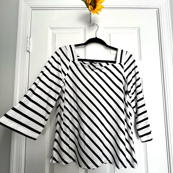 BANANA REPUBLIC Women’s Striped Boat Neck Top-Size Small - Picture 2 of 6